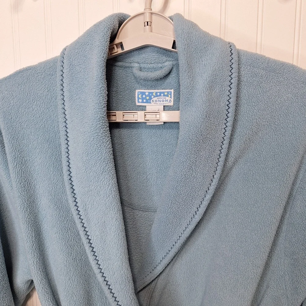 Genuine Sonoma Jean Co Women's XL Faux Fur Plush Bathrobe House Coat Blue Belted